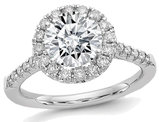 1.30 Carat (ctw) (1 1/3  Ct. Look) Round Cut Synthetic Moissanite Halo Engagement Ring in 14K White Gold 